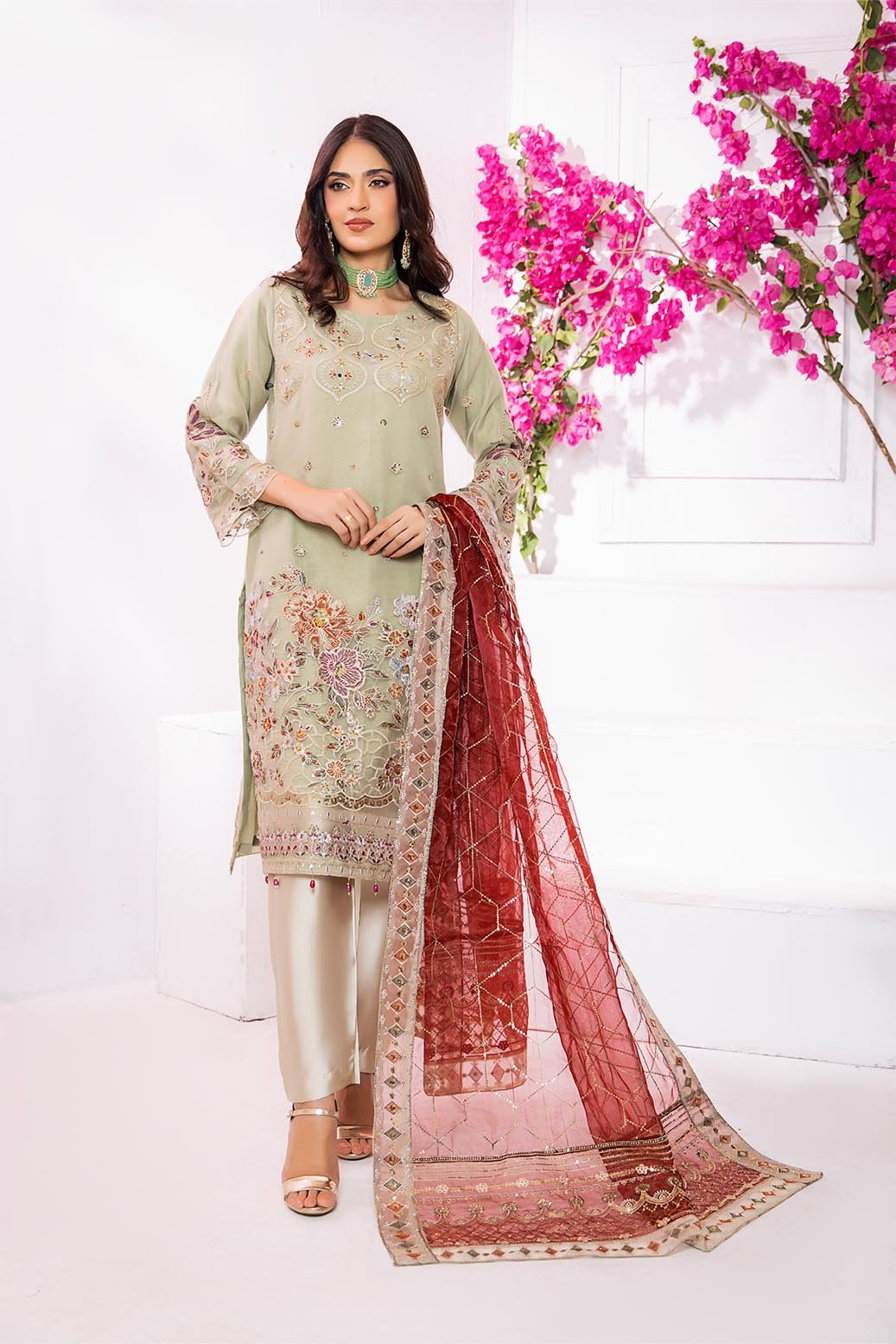 Mi Creation Serene L/Organza`25 D#1 (Green)