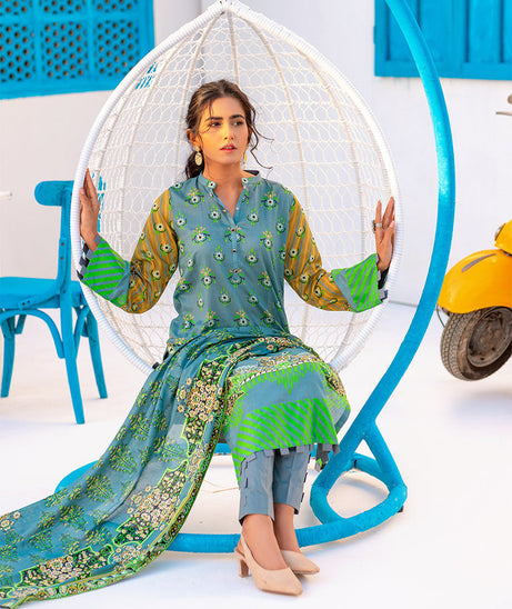 Salitex Zeva Print Lawn`22 D#145 G Grey
